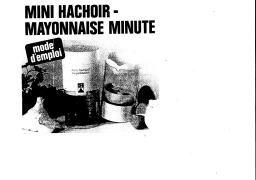 SEB MINI HACHOIR MAYONNAISE MINUTE Manuel utilisateur