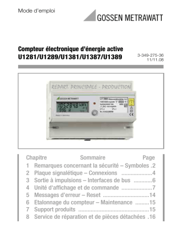 Mode d'emploi | Gossen MetraWatt U1281 - U1389 Operating instrustions | Fixfr