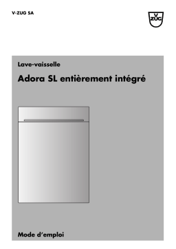 V-ZUG 195 Dishwasher Adora SL fully integrated Export Manuel utilisateur