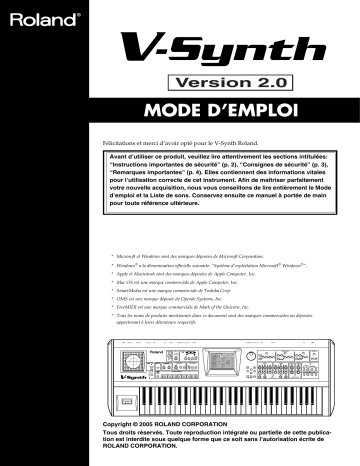 Manuel du propriétaire | Roland V-Synth Manuel utilisateur | Fixfr