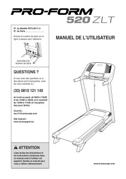 Pro-Form 520 Zlt Treadmill Manuel utilisateur