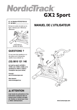 NordicTrack Gx2 Sport Bike Manuel utilisateur