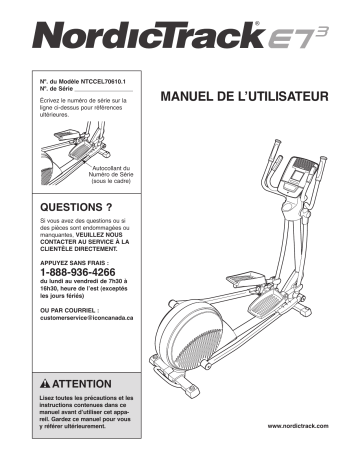 NTCCEL70610.1 | E73 | NordicTrack E7.3 Gw Elliptical Manuel utilisateur | Fixfr