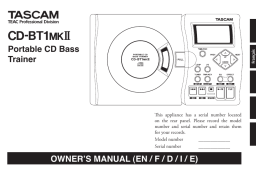 Tascam CD-BT1MKII Manuel utilisateur