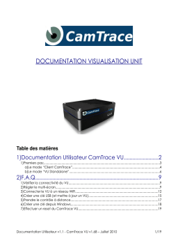 CAMTRACE VISUALISATION UNIT V1.68 Manuel utilisateur