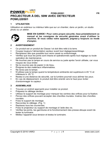 Manuel du propriétaire | Powerplus POWLI20501 - LED PAD Manuel utilisateur | Fixfr