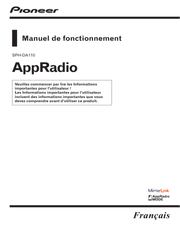 Manuel du propriétaire | Pioneer SPH-DA110 - App radio Manuel utilisateur | Fixfr