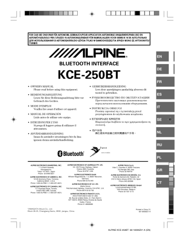 Manuel du propriétaire | Alpine KCE-250BT Manuel utilisateur | Fixfr