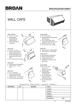 Broan 843BL Wall Cap for Exhaust Fan or Range Hood with 6 in. Round Duct in Black spécification