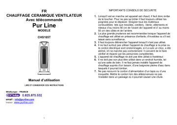 Manuel du propriétaire | PUR LINE CHS 185T Manuel utilisateur | Fixfr