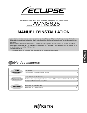 Manuel du propriétaire | Eclipse AVN8826 Manuel utilisateur | Fixfr