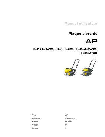 AP1840we | AP1850we | AP1850e | Wacker Neuson AP1840e Single direction Vibratory Plate Manuel utilisateur | Fixfr