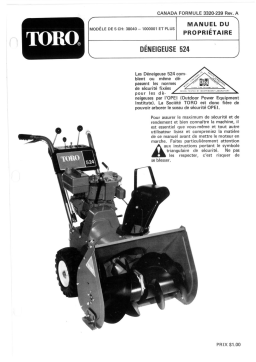 Toro 524 Snowthrower Manuel utilisateur