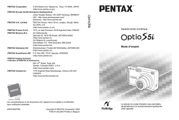 Pentax Série Optio S5i Mode d'emploi | Fixfr