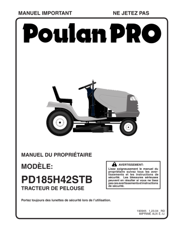 Manuel du propriétaire | Poulan PD185H42STB Manuel utilisateur | Fixfr