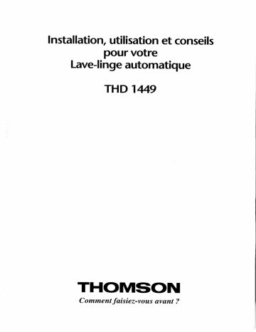 Manuel du propriétaire | Thomson THD1449 Manuel utilisateur | Fixfr