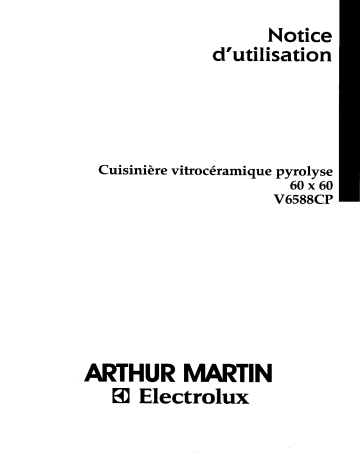 Manuel du propriétaire | Arthur Martin-Electrolux V6588CP Cuisinière Manuel utilisateur | Fixfr