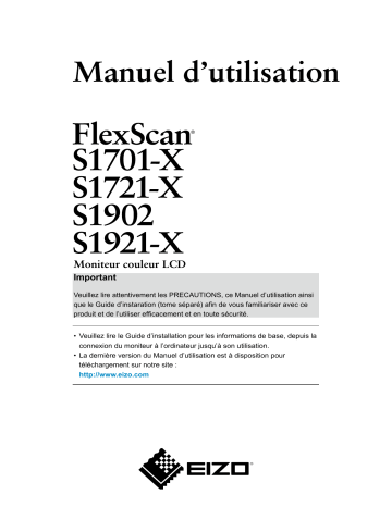 Manuel du propriétaire | Eizo FLEXSCAN S1902 Manuel utilisateur | Fixfr