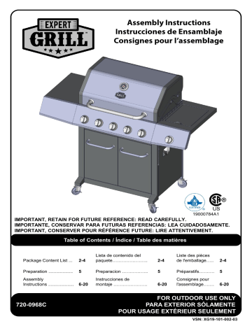 EXPERT GRILL 720-0968C grill Manuel utilisateur | Fixfr