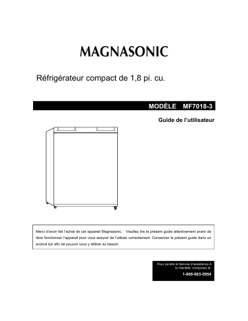 Magnasonic MF7018-3 1.8cu.ft Compact Refrigerator Manuel utilisateur | Fixfr