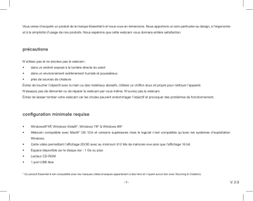 Manuel du propriétaire | ESSENTIELB HD'CAM 1080PHD'CAM 720P Manuel utilisateur | Fixfr