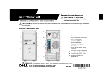 Dell Vostro 230s desktop Guide de démarrage rapide | Fixfr