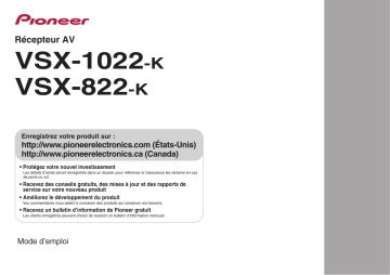 Manuel du propriétaire | Pioneer VSX-822-K Manuel utilisateur | Fixfr