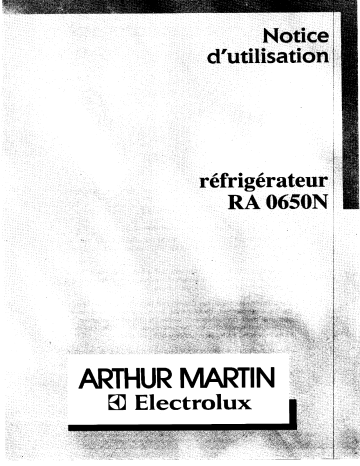 Manuel du propriétaire | ARTHUR MARTIN RA0650N Manuel utilisateur | Fixfr