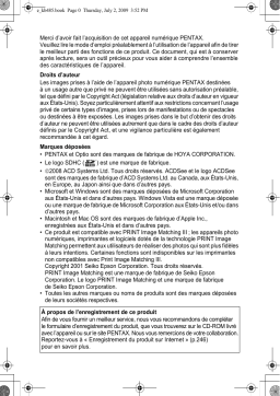 Pentax Optio W80 : Mode d'emploi + Chat IA