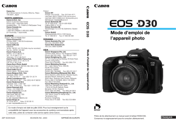 Mode d'emploi | Canon EOS D30 Manuel utilisateur | Fixfr