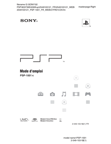 Manuel du propriétaire | Sony PSP-PLAYSTATION-1001K Manuel utilisateur | Fixfr