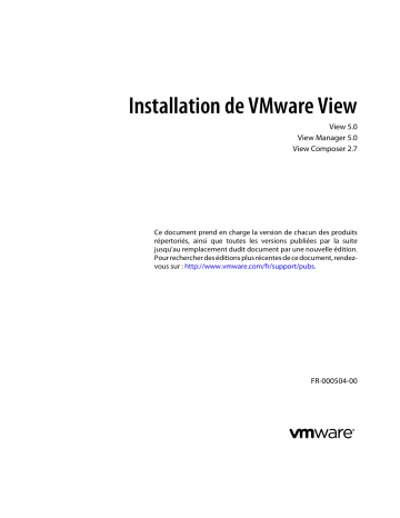 View Composer 2.7 | Mode d'emploi | VMware View 5.0 Manuel utilisateur | Fixfr