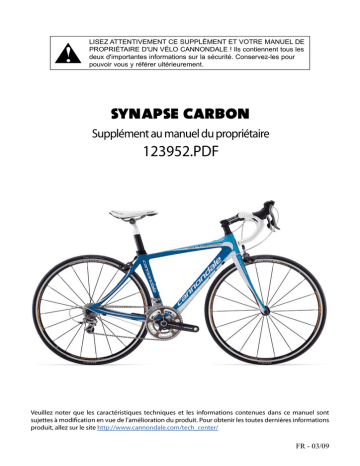 Cannondale Synapse Carbon 2009-2012 Manuel du propriétaire | Fixfr