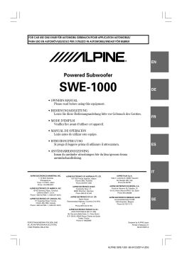 Alpine SWE-1000 Manuel utilisateur