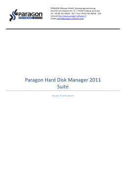 Paragon Software Hard Disk Manager 2011 professional Manuel utilisateur