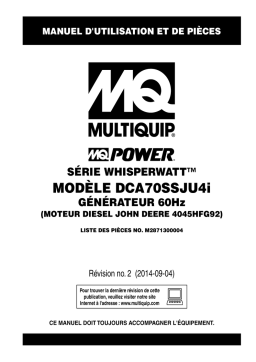 MQ Power DCA70SSJU4i Simple phase et triphasé 6-85kVA Manuel utilisateur