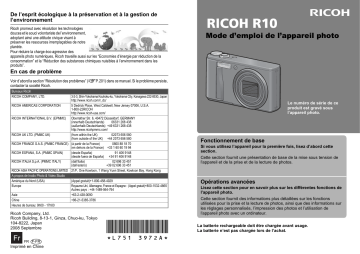 Ricoh Caplio R10 Mode d'emploi | Fixfr