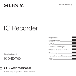 Sony ICD-BX700 Manuel utilisateur