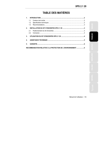 Hercules XPS 2.1 20  Manuel utilisateur | Fixfr