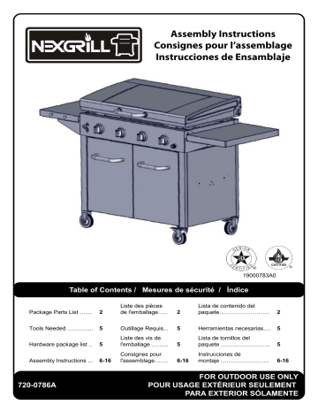 Mode d'emploi | Nexgrill 720-0786A 4-Burner Propane Gas Grill in Stainless Steel with Griddle Top Manuel utilisateur | Fixfr