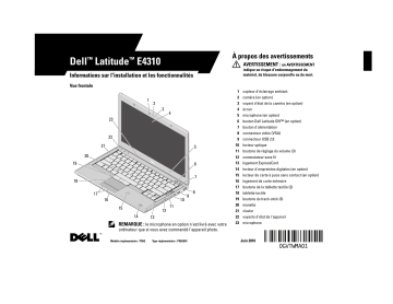 Dell Latitude E4310 laptop Guide de démarrage rapide | Fixfr