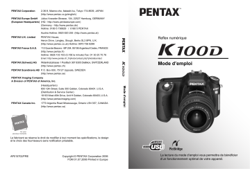 Pentax Série K-100D Mode d'emploi | Fixfr