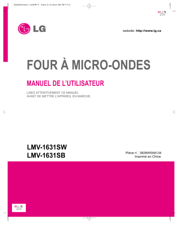 LG MV-1643ASY Manuel du propriétaire | Fixfr