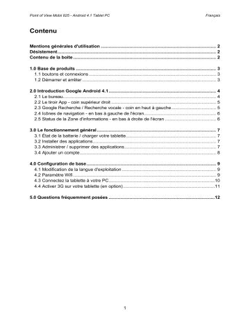 P825 Android 4.1 | Point of View Mobii 825 Android 4.1 Mode d'emploi | Fixfr