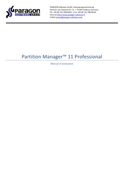 Paragon Software Partition Manager 11 professional Mode d'emploi