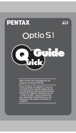 Mode d'emploi | Pentax Série Optio S1 Manuel utilisateur | Fixfr