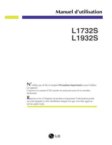 Manuel du propriétaire | LG L1732S-SF Manuel utilisateur | Fixfr
