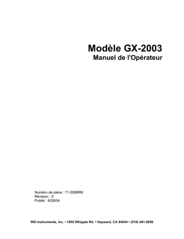 RKI Instruments GX-2003 Manuel utilisateur | Fixfr