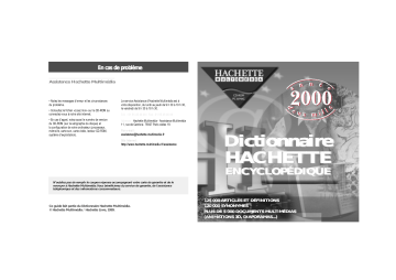 Manuel du propriétaire | HACHETTE MULTIMEDIA DICTIONNAIRE HACHETTE ENCYCLOPEDIE Manuel utilisateur | Fixfr