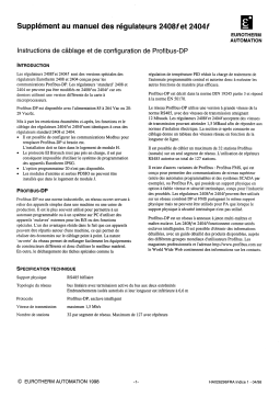 Eurotherm 2408f / 2404f - Supplément Manuel du propriétaire